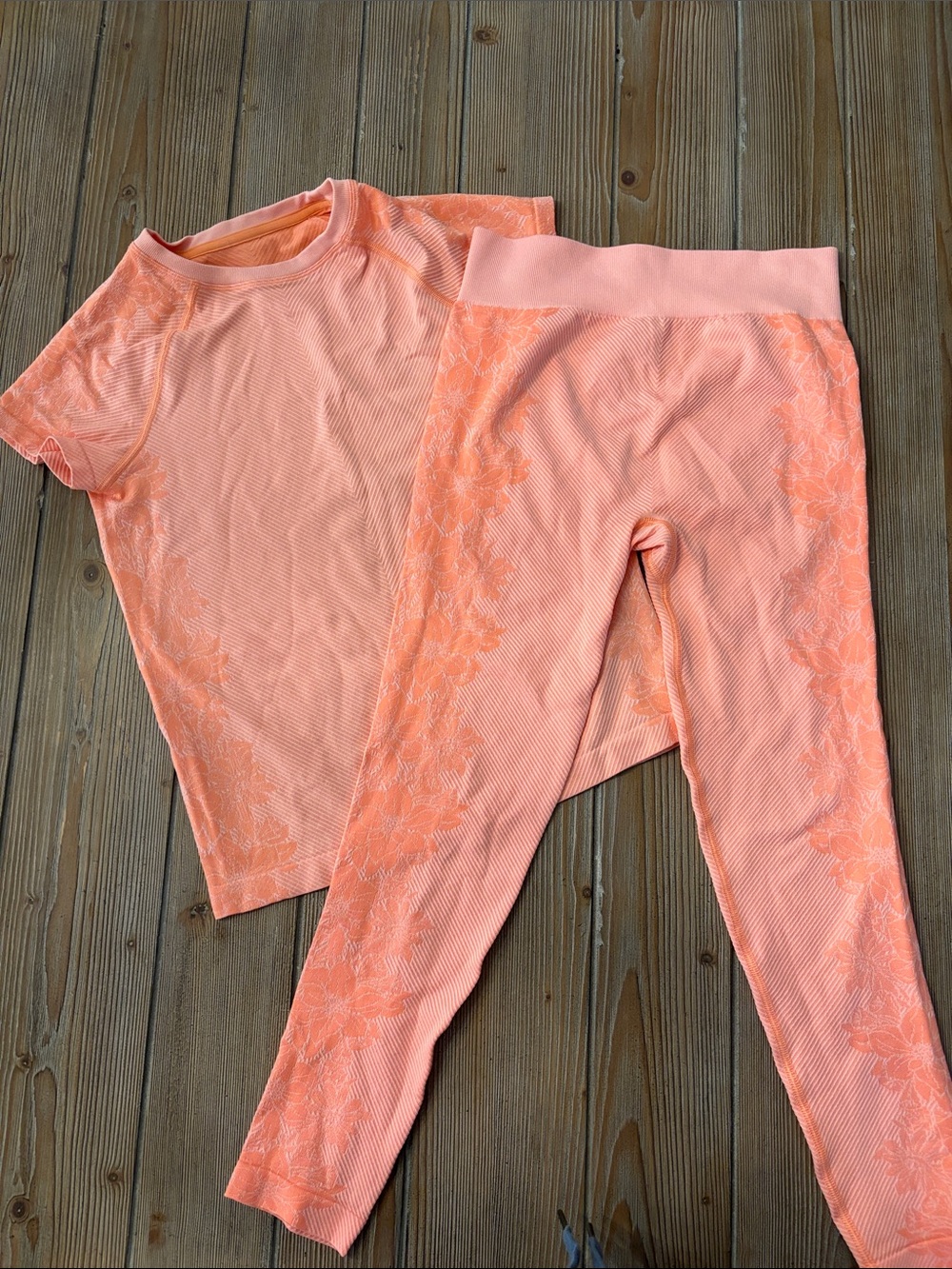 all in motion Coral-Peach Ribbed Active Top